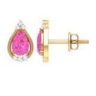 Pink Sapphire and Diamond Teardrop Stud Earrings Pink Sapphire - ( AAA ) - Quality - Rosec Jewels