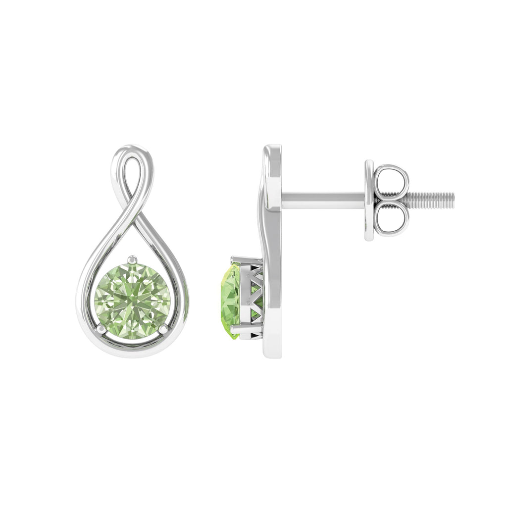 0.75 CT Green Sapphire Solitaire Infinity Stud Earrings in Gold Green Sapphire - ( AAA ) - Quality - Rosec Jewels
