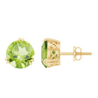 8 MM Peridot Solitaire Stud Earrings in Double Prong Setting Peridot - ( AAA ) - Quality - Rosec Jewels