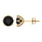 2.75 CT Created Black Diamond Solitaire Stud Earrings in Floral Setting Lab Created Black Diamond - ( AAAA ) - Quality - Rosec Jewels