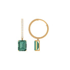 Lab Grown Green Sapphire Hoop Drop Earrings with Moissanite Lab Created Green Sapphire - ( AAAA ) - Quality - Rosec Jewels