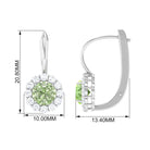 Green Sapphire and Moissanite Flower Halo Drop Earrings Green Sapphire - ( AAA ) - Quality - Rosec Jewels