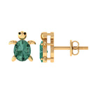 Lab Grown Green Sapphire Turtle Stud Earrings Lab Created Green Sapphire - ( AAAA ) - Quality - Rosec Jewels