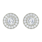 1/4 CT Round Moissanite Halo Bridal Stud Earrings Moissanite - ( D-VS1 ) - Color and Clarity - Rosec Jewels