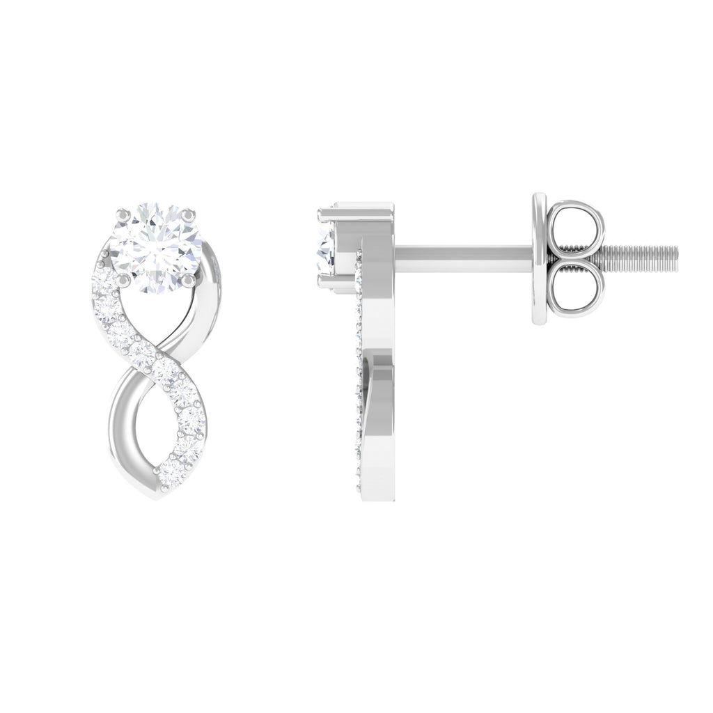 1/4 CT Certified Moissanite Infinity Stud Earrings Moissanite - ( D-VS1 ) - Color and Clarity - Rosec Jewels