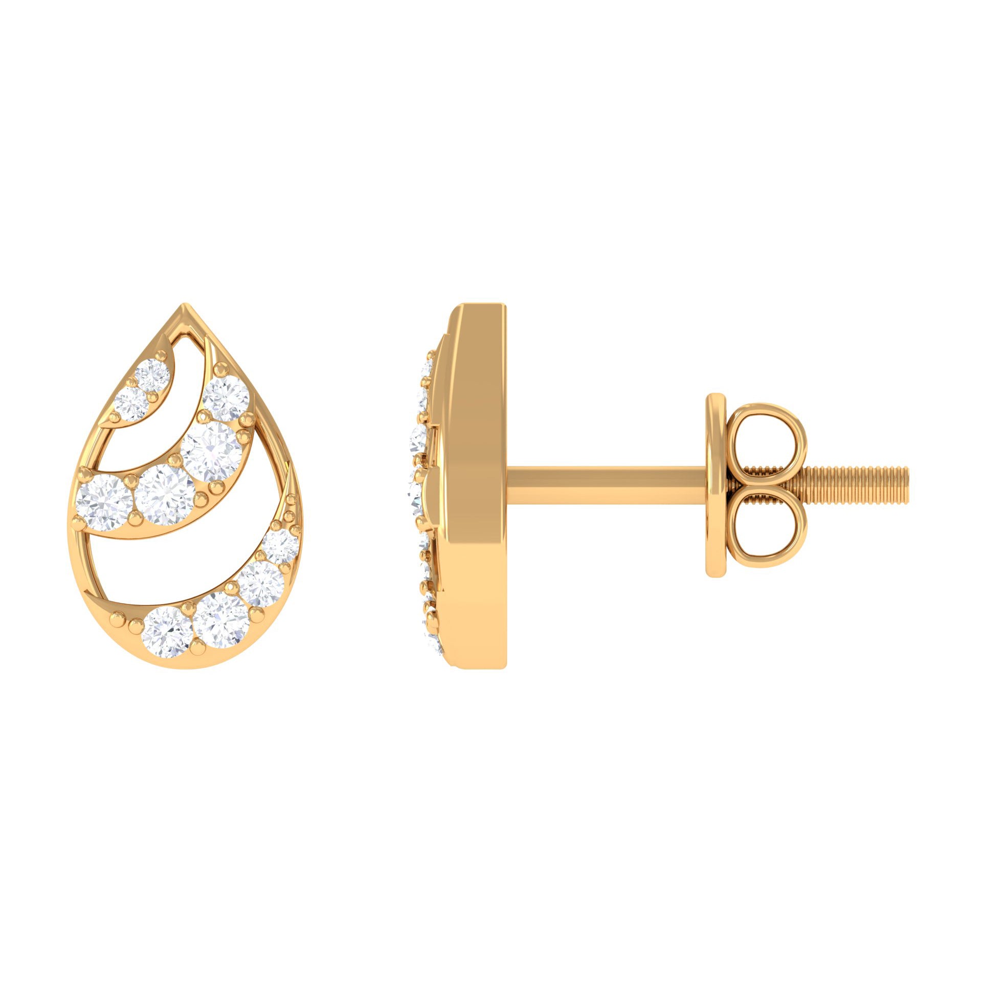 1/4 CT Minimal Zircon Teardrop Stud Earrings in Gold Zircon - ( AAAA ) - Quality - Rosec Jewels