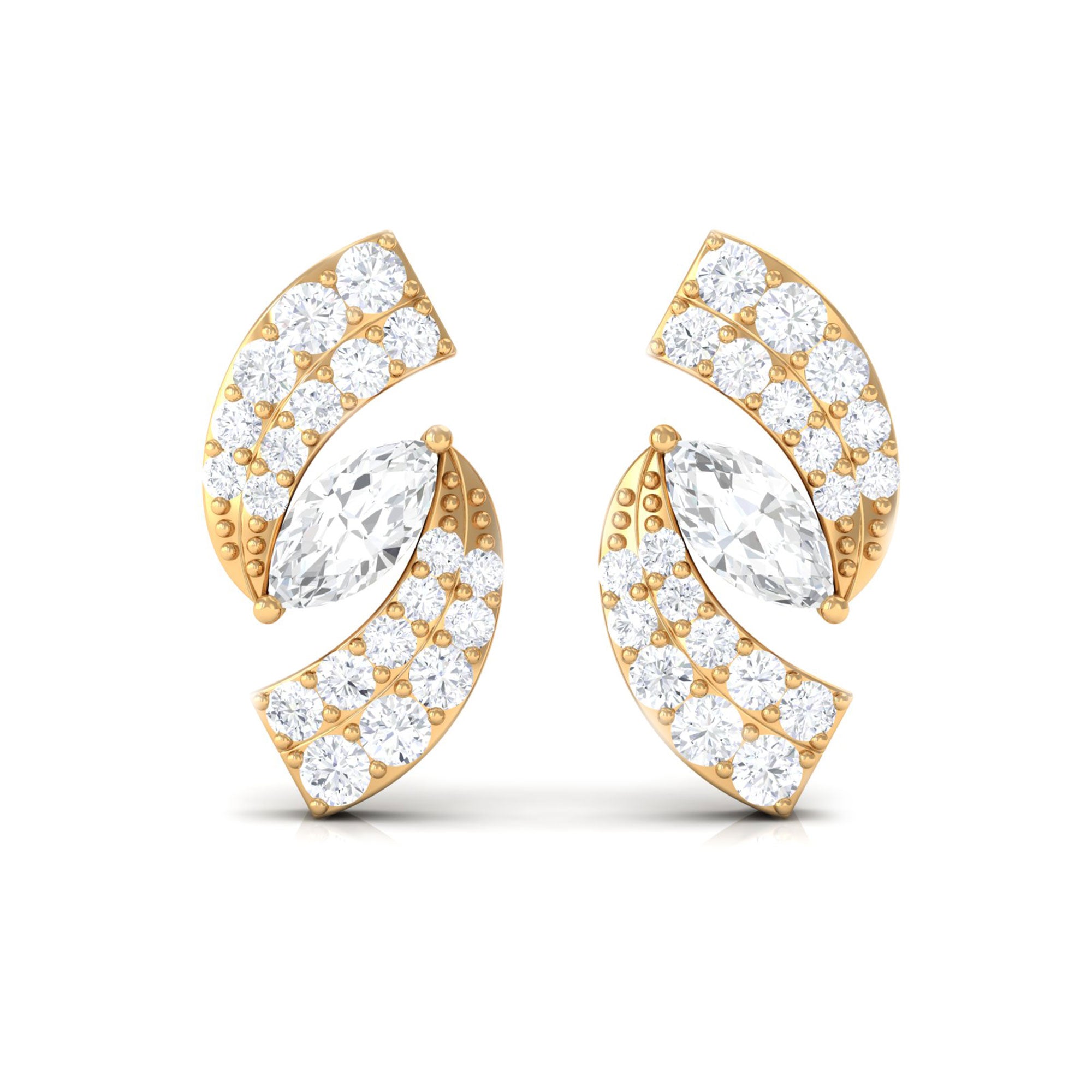 1/2 CT Designer Zircon Gold Stud Earrings Zircon - ( AAAA ) - Quality - Rosec Jewels