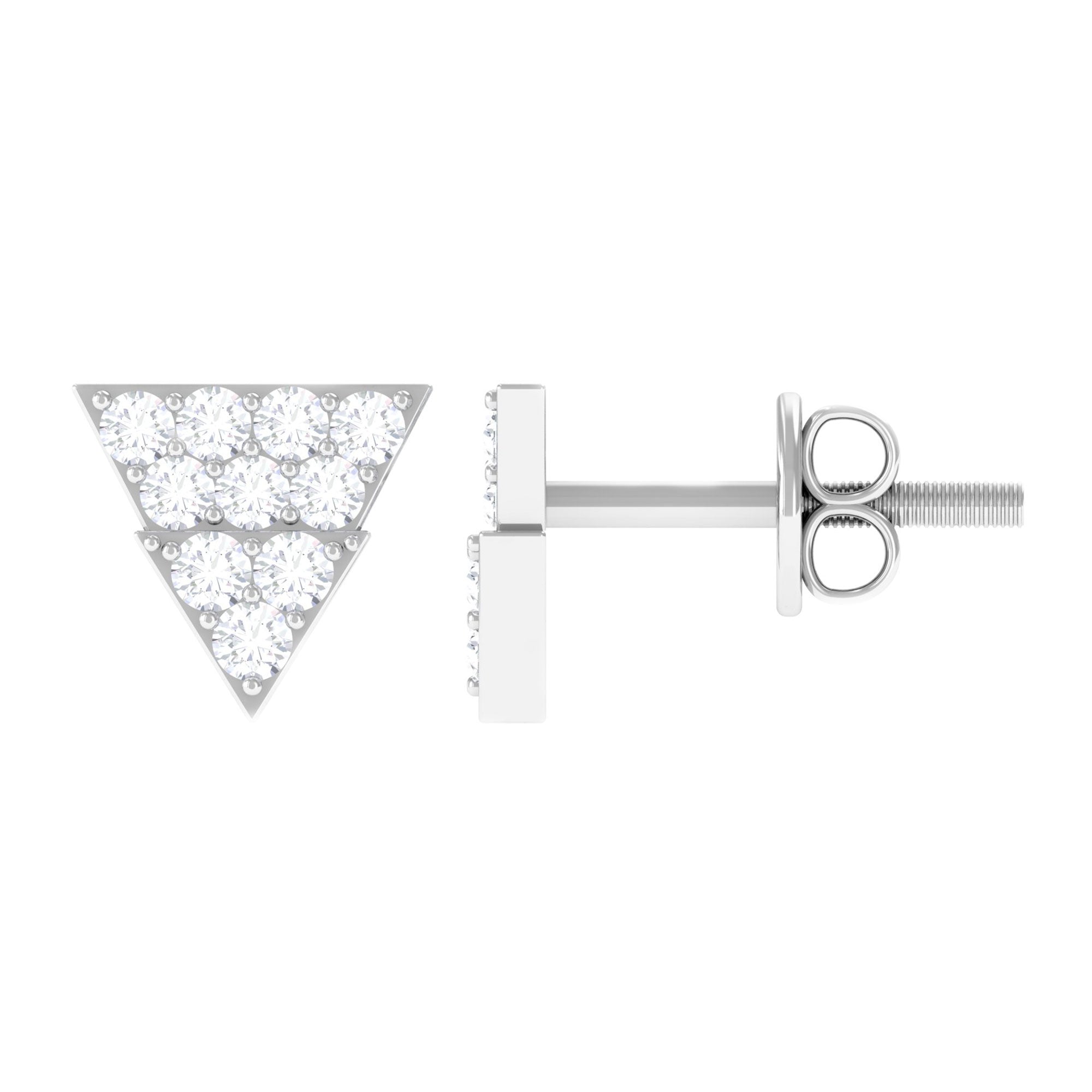 1/2 CT Zircon Triangle Gold Stud Earrings in Pave Setting Zircon - ( AAAA ) - Quality - Rosec Jewels