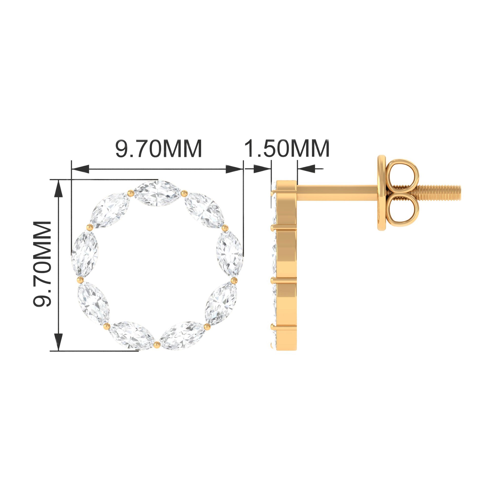 1/2 CT Marquise Zircon Eternity Stud Earrings in Gold Zircon - ( AAAA ) - Quality - Rosec Jewels
