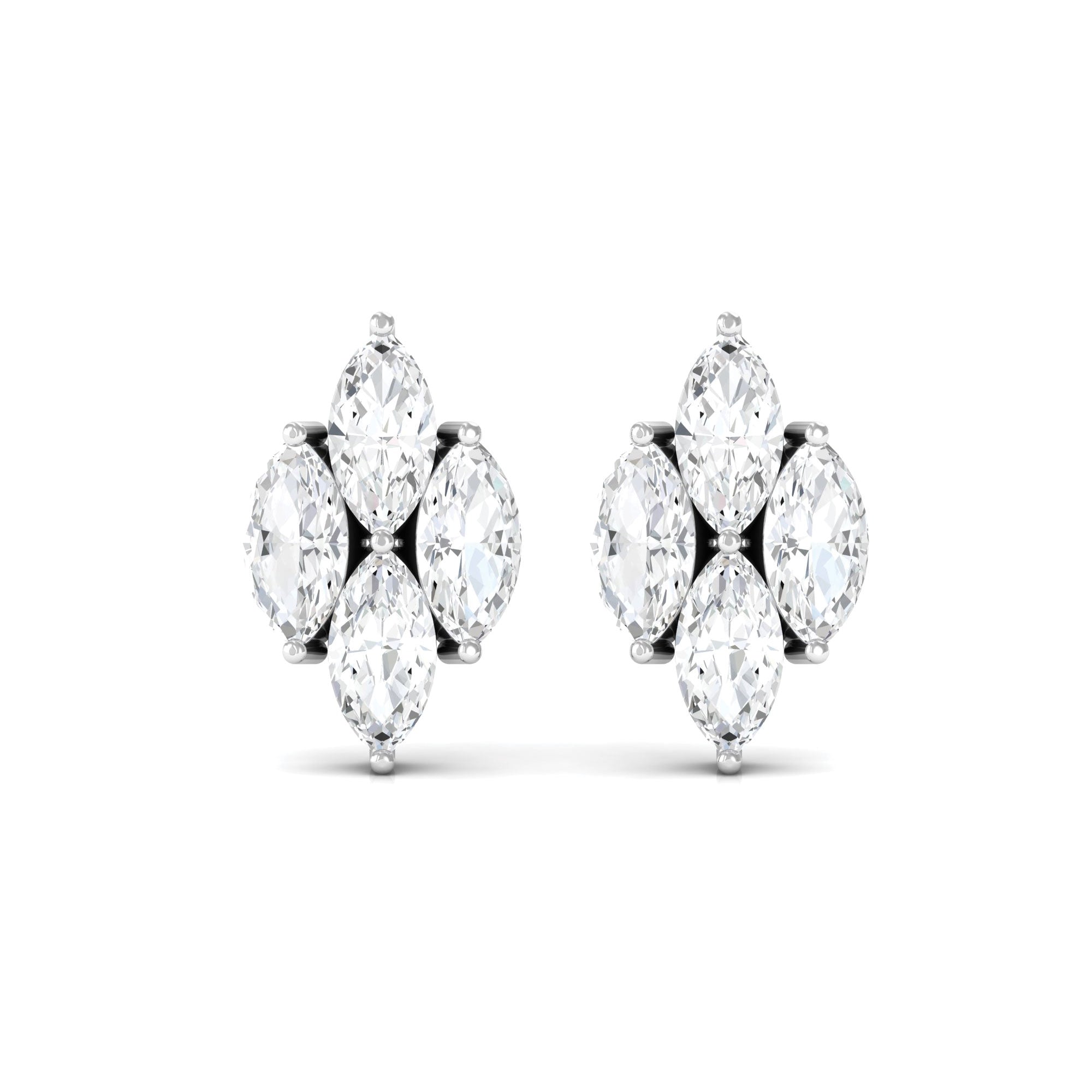1 CT Marquise Zircon Gold Stud Earrings in Prong Setting Zircon - ( AAAA ) - Quality - Rosec Jewels