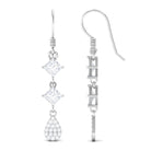 2 CT Princess and Round Cut Zircon Drop Dangle Earrings Zircon - ( AAAA ) - Quality - Rosec Jewels