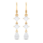 2 CT Princess and Round Cut Moissanite Dangle Drop Earrings Moissanite - ( D-VS1 ) - Color and Clarity - Rosec Jewels
