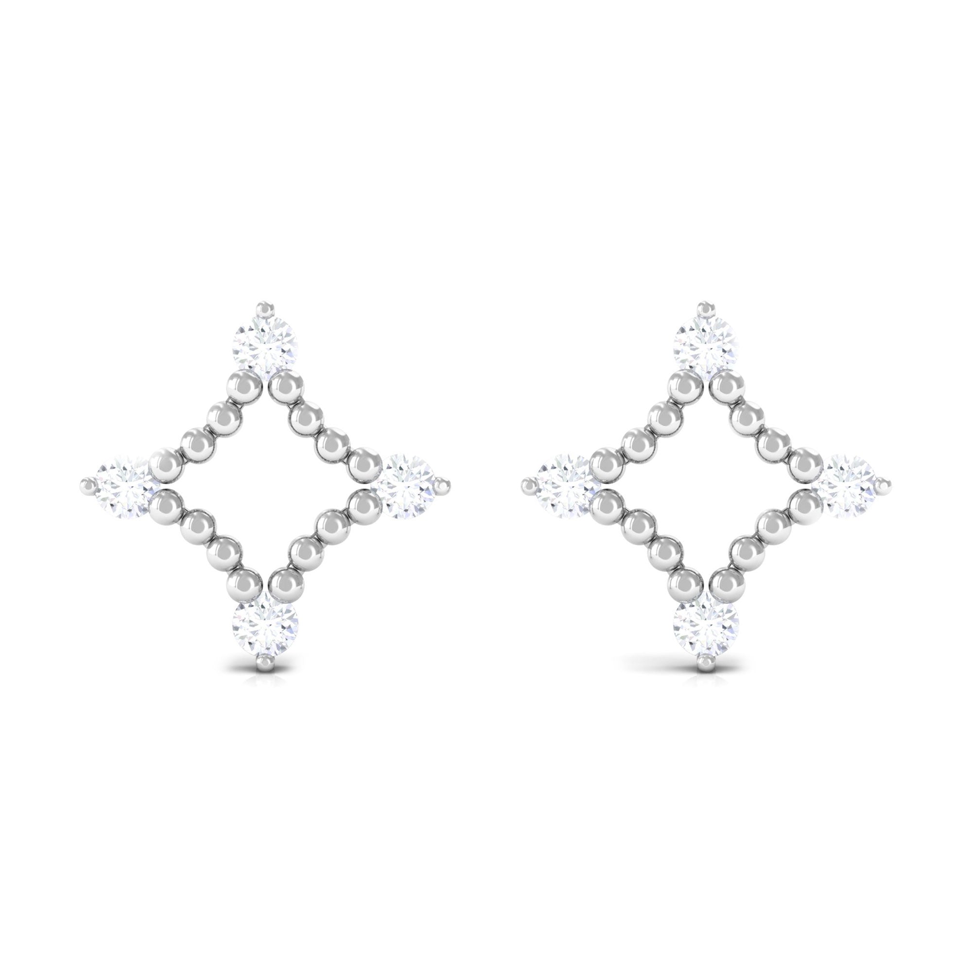 1/2 CT Contemporary Zircon Gold Beaded Stud Earrings Zircon - ( AAAA ) - Quality - Rosec Jewels