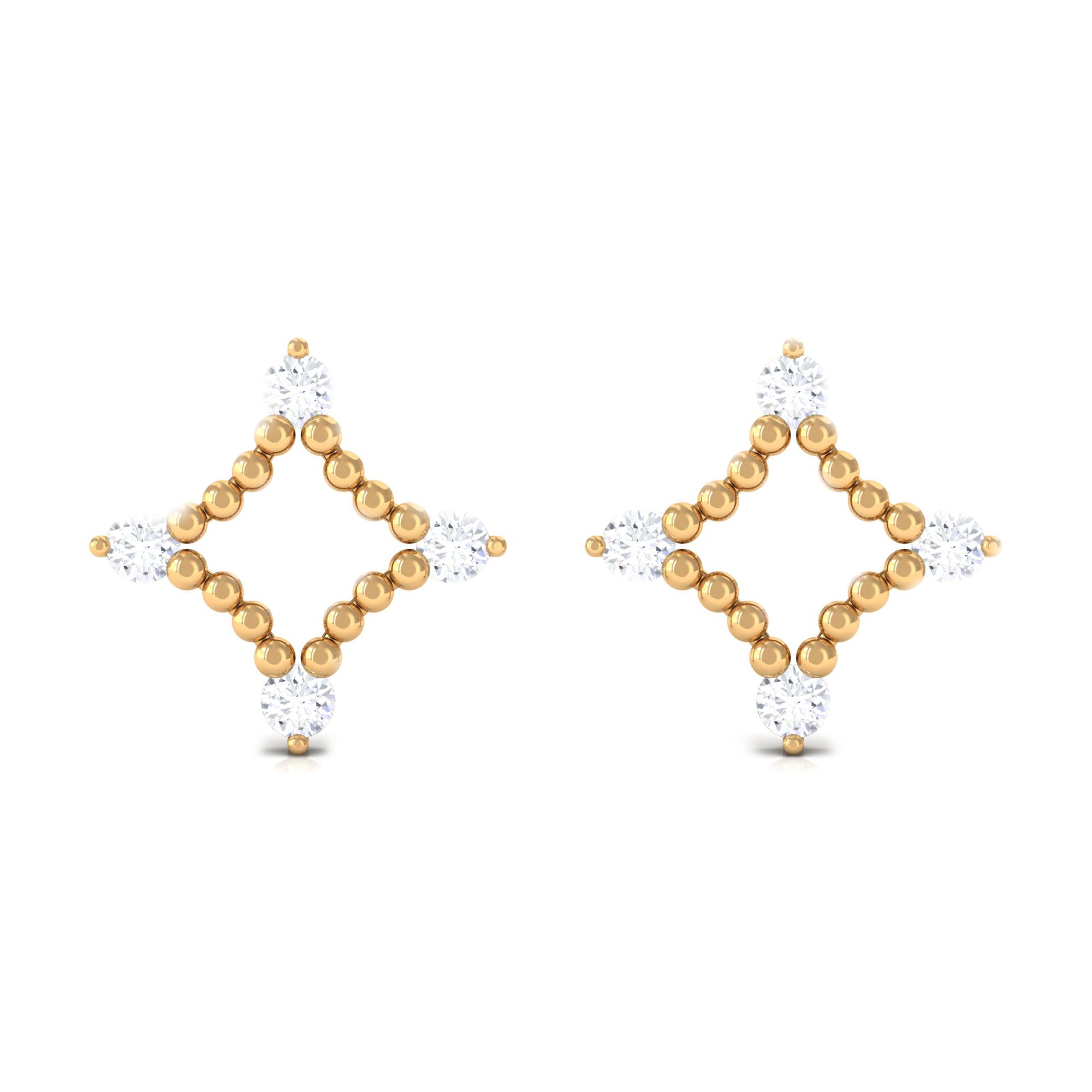 1/2 CT Contemporary Zircon Gold Beaded Stud Earrings Zircon - ( AAAA ) - Quality - Rosec Jewels