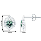 Lab Grown Green Sapphire Stud Earrings with Diamond Lab Created Green Sapphire - ( AAAA ) - Quality - Rosec Jewels