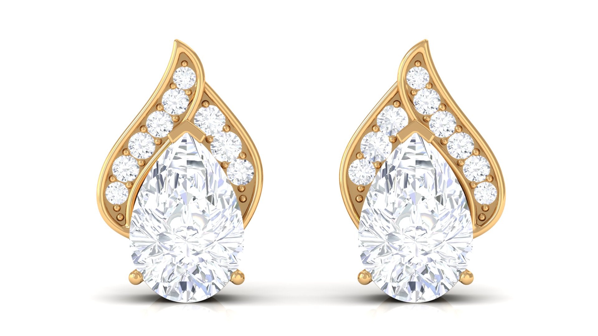 Pear Shape Lab Grown Diamond Classic Stud Earrings Lab Grown Diamond - ( EF-VS ) - Color and Clarity - Rosec Jewels