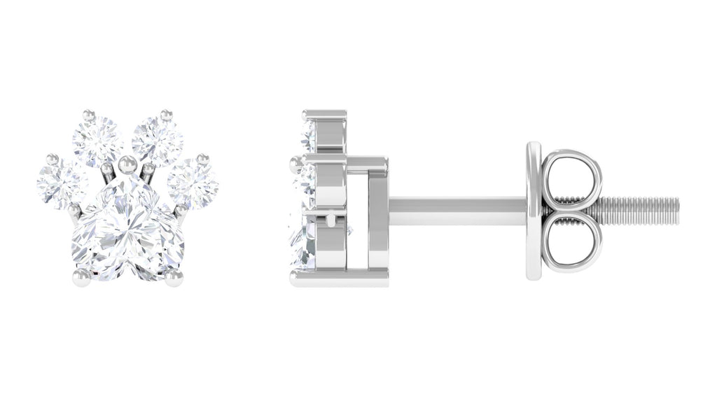 Lab Grown Diamond Paw Stud Earrings with Screw Back Lab Grown Diamond - ( EF-VS ) - Color and Clarity - Rosec Jewels