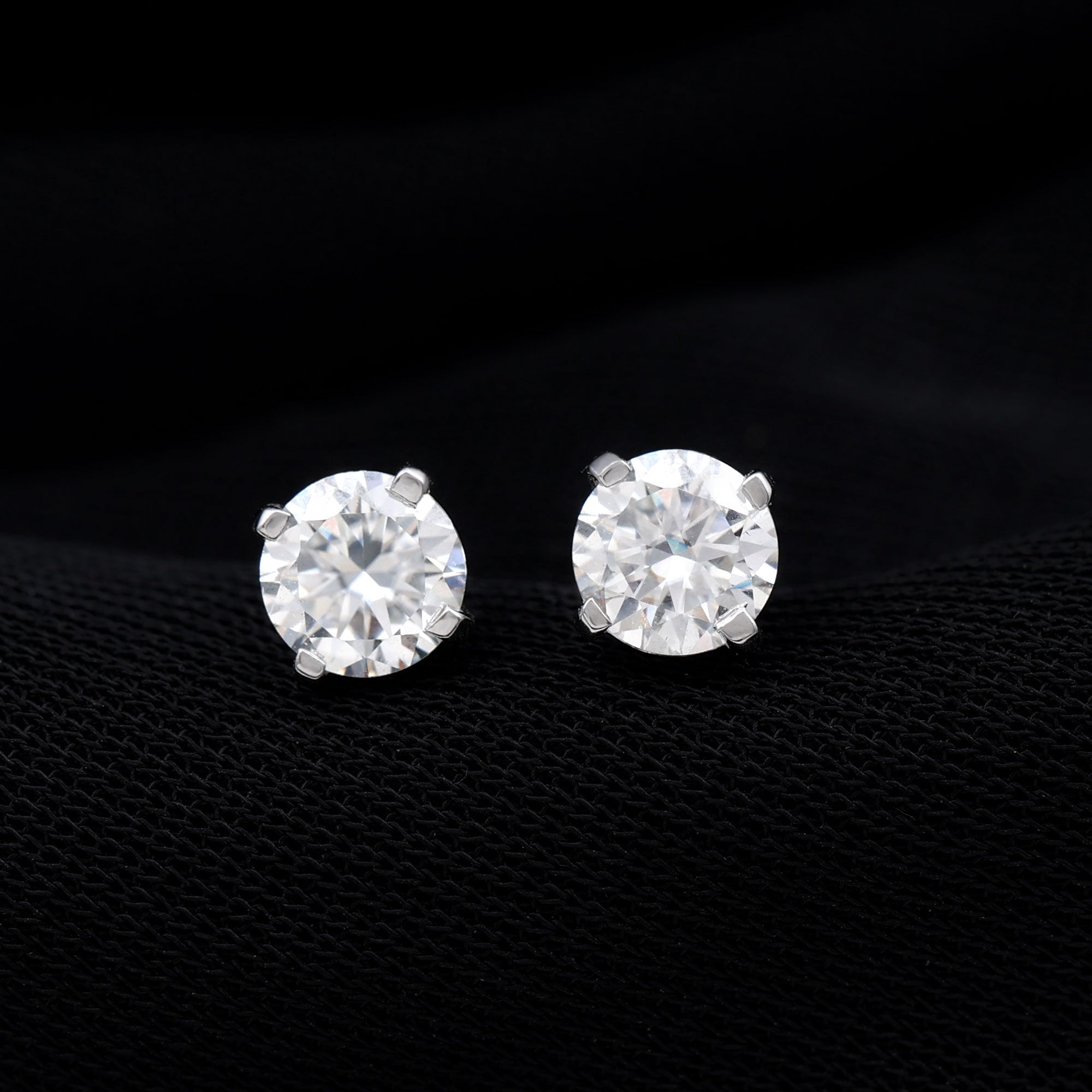 Round Lab Grown Diamond Solitaire Stud Earrings Lab Grown Diamond - ( EF-VS ) - Color and Clarity - Rosec Jewels
