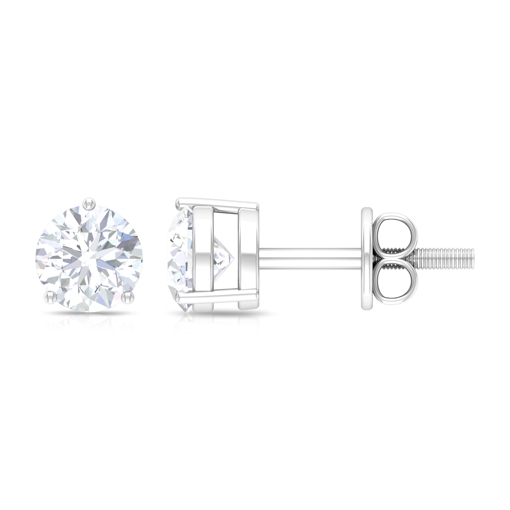 3/4 CT Certified Zircon Gold Solitaire Stud Earrings Zircon - ( AAAA ) - Quality - Rosec Jewels