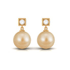 Natural South Sea Pearl Drop Earrings with Diamond South Sea Pearl - ( AAA ) - Quality - Rosec Jewels