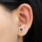 Created Black Diamond and Diamond Geometric Stud Earrings Lab Created Black Diamond - ( AAAA ) - Quality - Rosec Jewels
