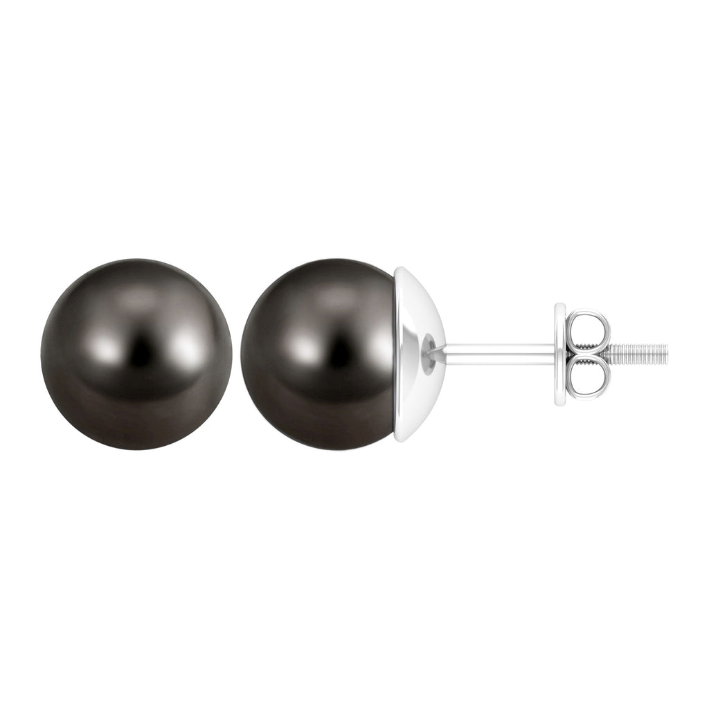 16.25 CT Elegant Tahitian Pearl Solitaire Stud Earrings in Bead Set Tahitian pearl - ( AAA ) - Quality - Rosec Jewels
