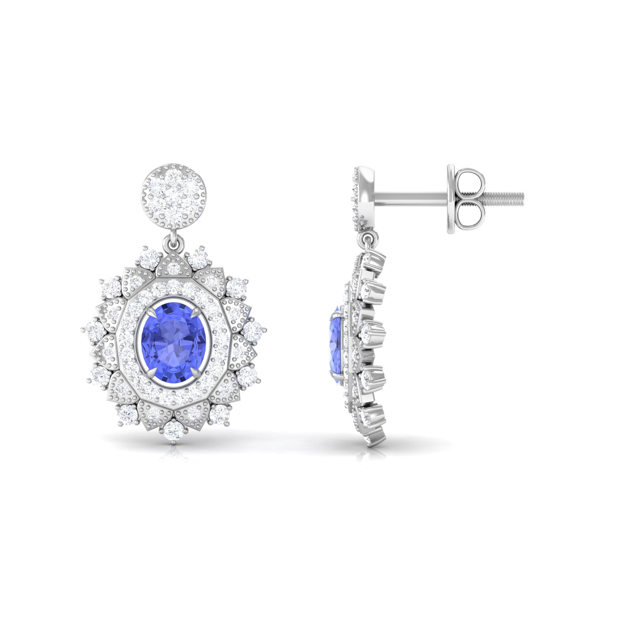 1.25 CT Natural Tanzanite and Diamond Bridal Drop Earrings Tanzanite - ( AAA ) - Quality - Rosec Jewels