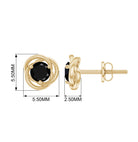Solitaire Created Black Diamond Swirl Stud Earrings in 3 Prong Setting Lab Created Black Diamond - ( AAAA ) - Quality - Rosec Jewels