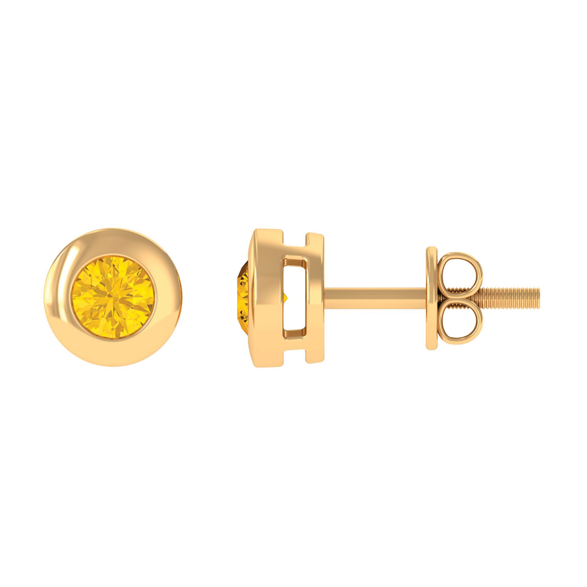 0.50 CT Yellow Sapphire Solitaire Stud Earrings in Bezel Setting Yellow Sapphire - ( AAA ) - Quality - Rosec Jewels