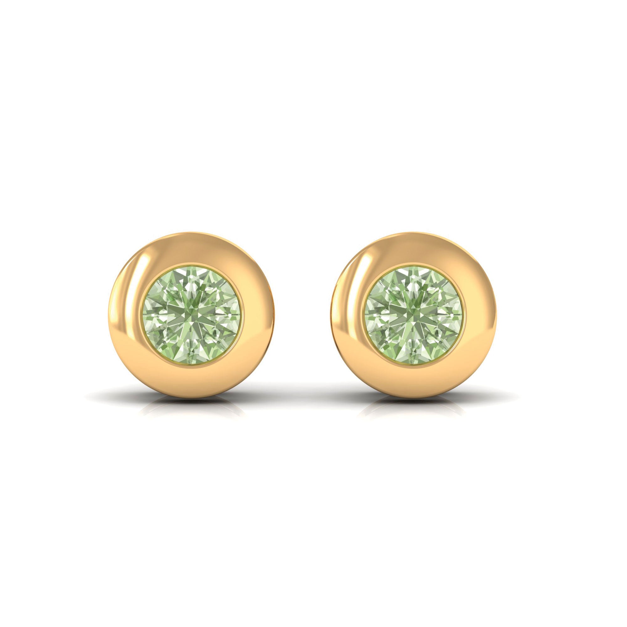 0.50 CT Green Sapphire Solitaire Stud Earrings in Bezel Setting Green Sapphire - ( AAA ) - Quality - Rosec Jewels