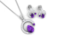 2.25 CT Pear Cut Amethyst and Moissanite Minimal Pendant and Earrings Set Amethyst - ( AAA ) - Quality - Rosec Jewels