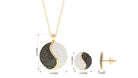 Natural Black Diamond and Moissanite Yin Yang Pendant Earrings Set Black Diamond - ( AAA ) - Quality - Rosec Jewels
