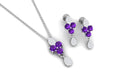 Unique Amethyst and Diamond Dangle Pendant Earrings Set Amethyst - ( AAA ) - Quality - Rosec Jewels