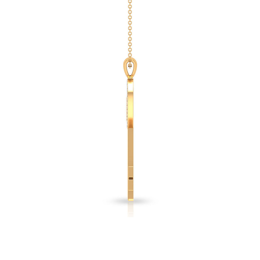 Twin Heart Key Pendant Necklace with Cubic Zirconia Zircon - ( AAAA ) - Quality - Rosec Jewels