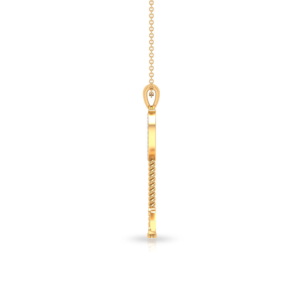 Vintage Inspired Heart Key Pendant Necklace Zircon - ( AAAA ) - Quality - Rosec Jewels