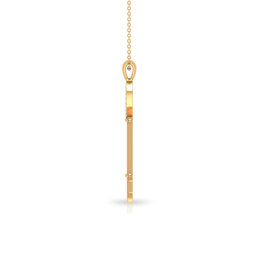Cubic Zirconia Heart Key Pendant Necklace Zircon - ( AAAA ) - Quality - Rosec Jewels