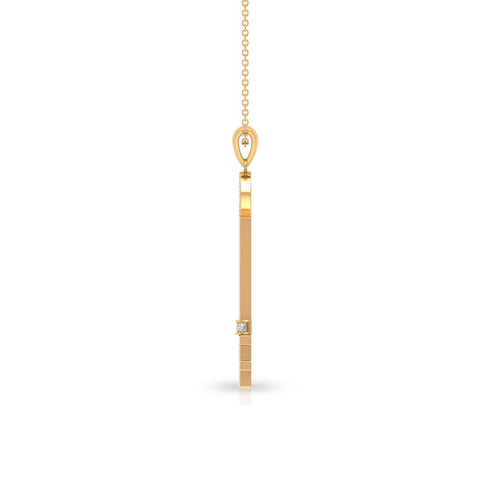 Modern Cubic Zirconia Key Pendant Necklace Zircon - ( AAAA ) - Quality - Rosec Jewels