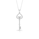 Contemporary Key Pendant Necklace with Zircon Zircon - ( AAAA ) - Quality - Rosec Jewels