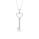 Cubic Zirconia Open Heart key Pendant Zircon - ( AAAA ) - Quality - Rosec Jewels