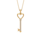 Cubic Zirconia Open Heart key Pendant Zircon - ( AAAA ) - Quality - Rosec Jewels