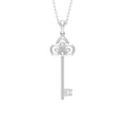 Cubic Zirconia Key Pendant Necklace Zircon - ( AAAA ) - Quality - Rosec Jewels