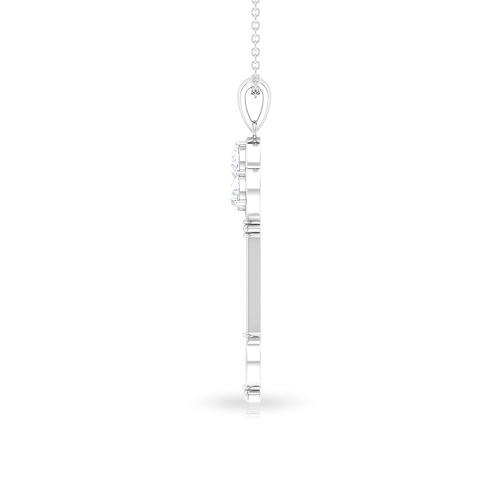 Elegant Cubic Zirconia Key Pendant Necklace Zircon - ( AAAA ) - Quality - Rosec Jewels