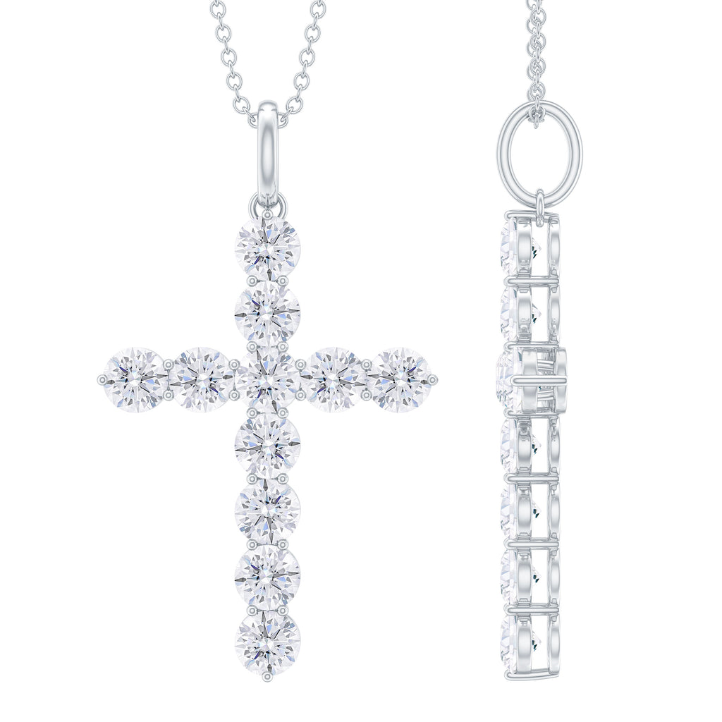 Certified Zircon Simple Cross Pendant Necklace Zircon - ( AAAA ) - Quality - Rosec Jewels