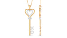 Moissanite Double Heart Key Pendant Necklace Moissanite - ( D-VS1 ) - Color and Clarity - Rosec Jewels