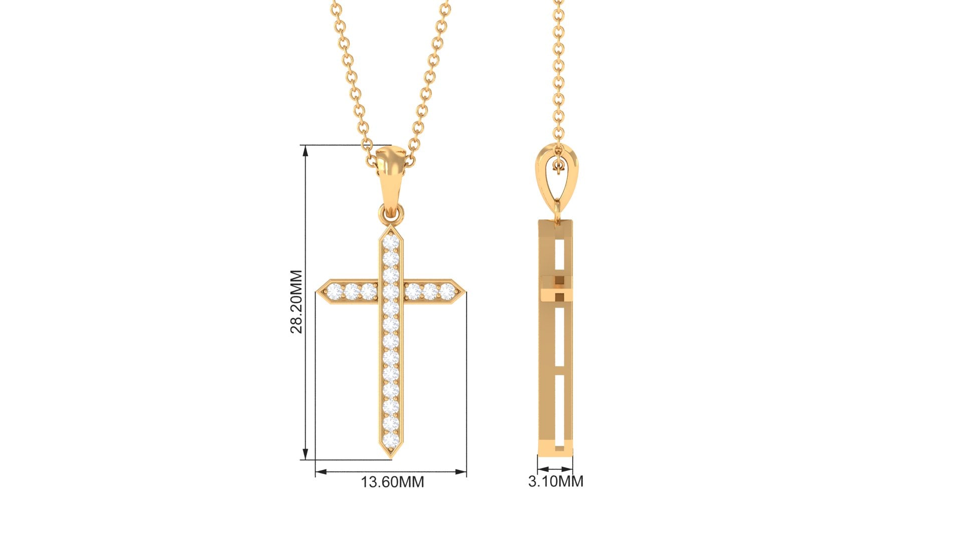 Zircon Cross Pendant Necklace Zircon - ( AAAA ) - Quality - Rosec Jewels