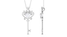 Heart Shape Moissanite Key Pendant Necklace with Chain Moissanite - ( D-VS1 ) - Color and Clarity - Rosec Jewels