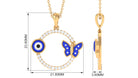 Moissanite Eternity Pendant with Enameled Evil Eye and Butterfly Moissanite - ( D-VS1 ) - Color and Clarity - Rosec Jewels