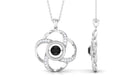 Modern Flower Pendant with Round Black Diamond and Diamond Black Diamond - ( AAA ) - Quality - Rosec Jewels