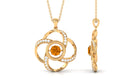 Modern Flower Pendant with Round Citrine and Diamond Citrine - ( AAA ) - Quality - Rosec Jewels