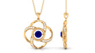 Modern Flower Pendant with Round Created Blue Sapphire and Diamond Lab Created Blue Sapphire - ( AAAA ) - Quality - Rosec Jewels